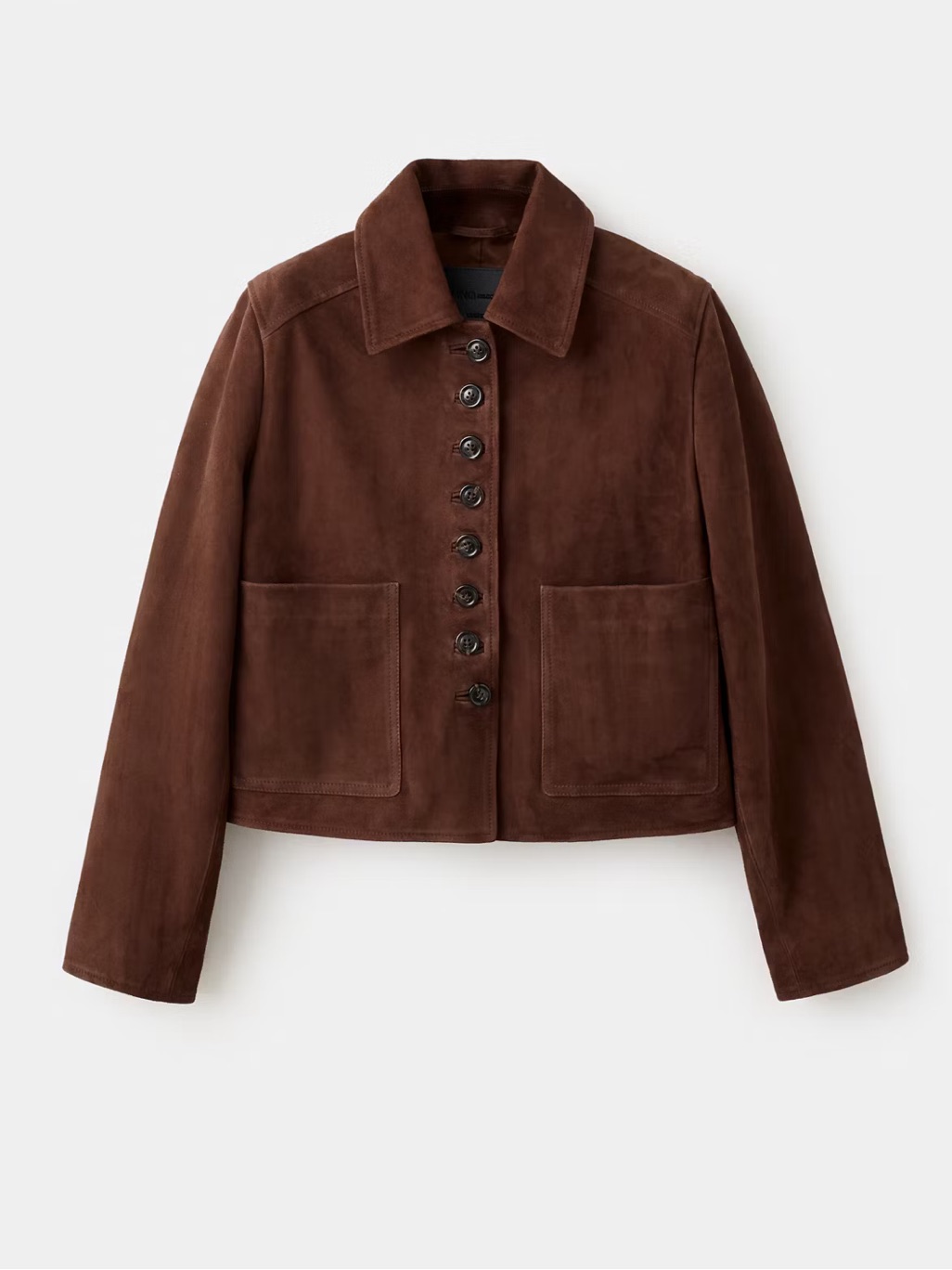 Mango Mng Genuine Goat Suede Leather Button Jacket In Burnt Orange $430 Msrp